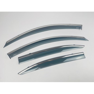 Дефлекторы окон Skoda Octavia A-5 2004-2013 Sedan/HB с нерж. хром полоской-2